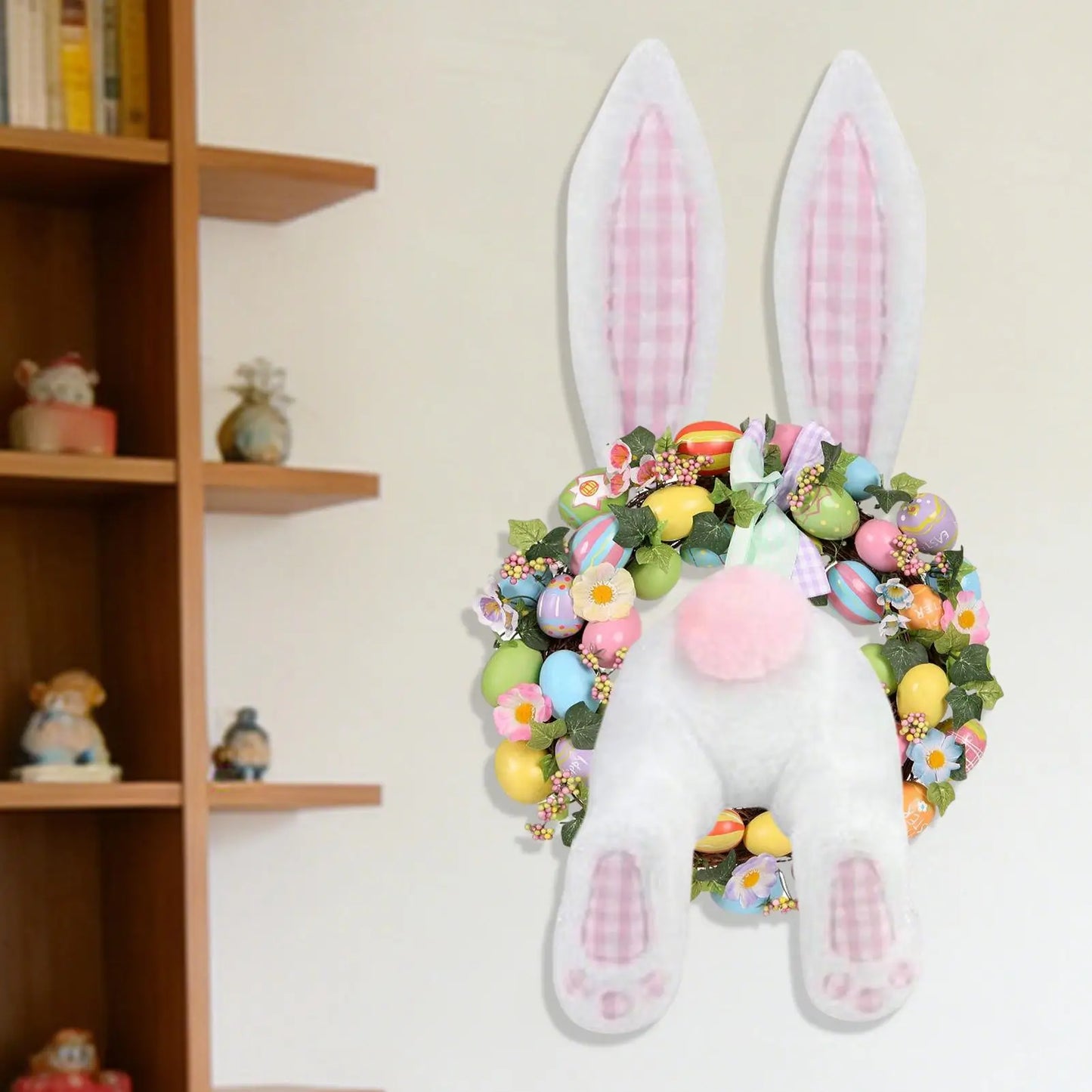 Rabbit Wreath Attachment Welcome Sign Attachment Craft Hangable Easter Front Door Wreath Attachment For Spring Holiday Party Peaceful Pleasures Health and Wellness