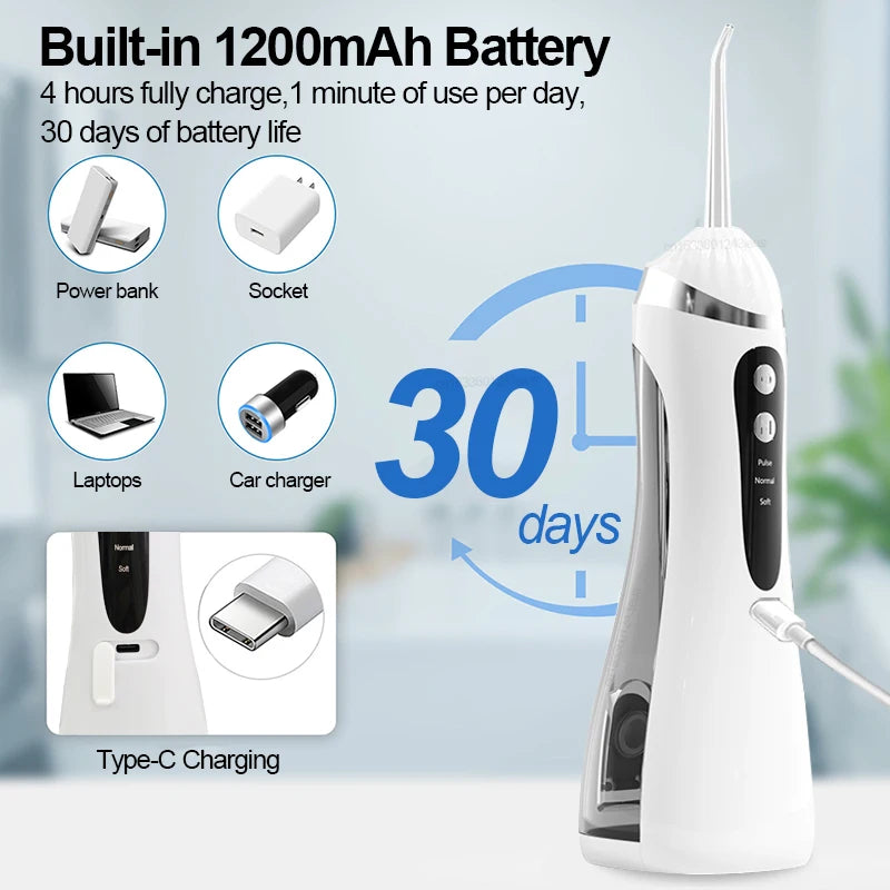 Oral Irrigator Portable Dental Water Flosser for Teeth Dental Water Irrigator Rechargeable Dental Water Jet for Teeth Cleaning Peaceful Pleasures Health and Wellness