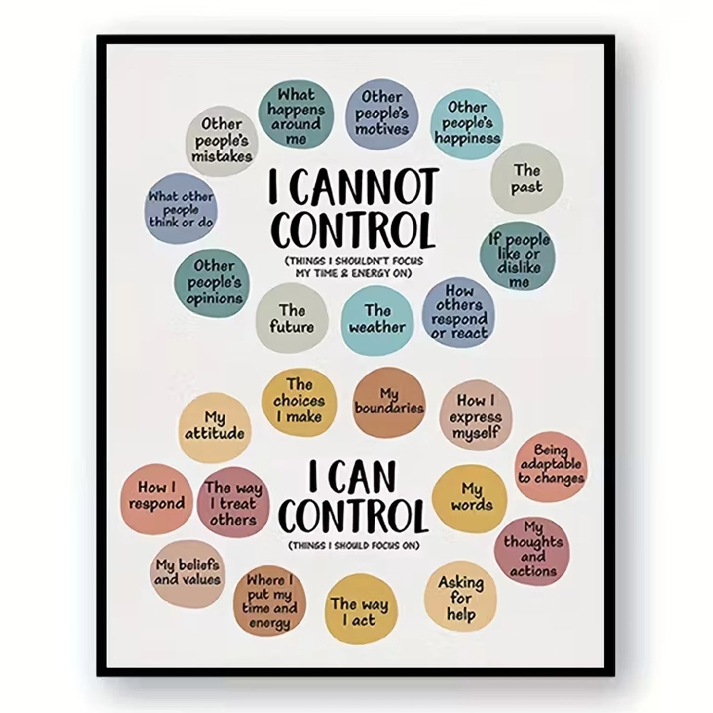 Things I Can Control Mental Health Canvas Wall Art Print