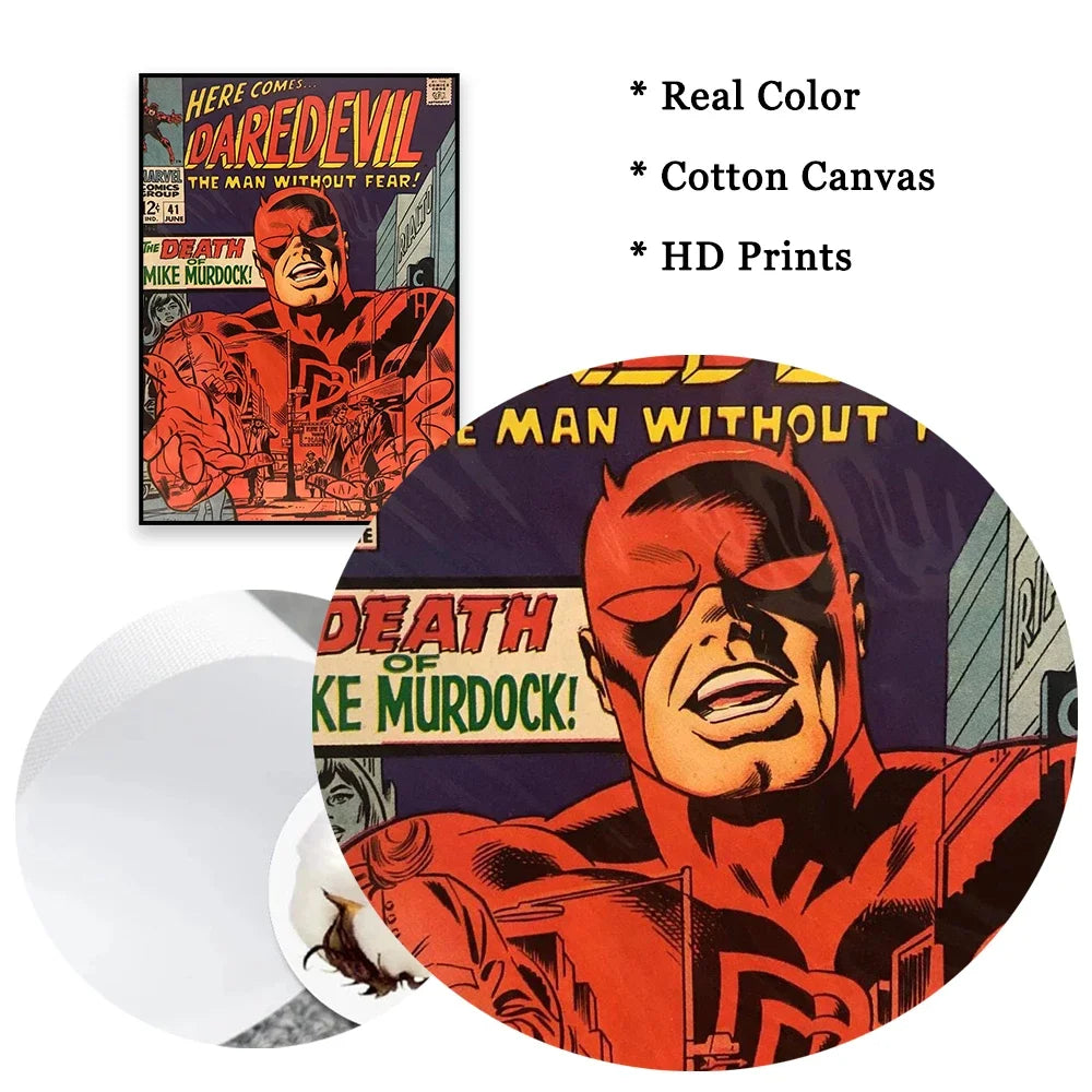Daredevil Poster Superhero Daredevil Poster Comics Art Canvas Painting Minimalist Vintage Movie Art Print Bedroom Decor Peaceful Pleasures Health and Wellness