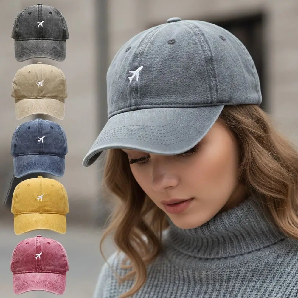 Airplane Embroidered Washed Cotton Baseball Dad Hat | Unisex