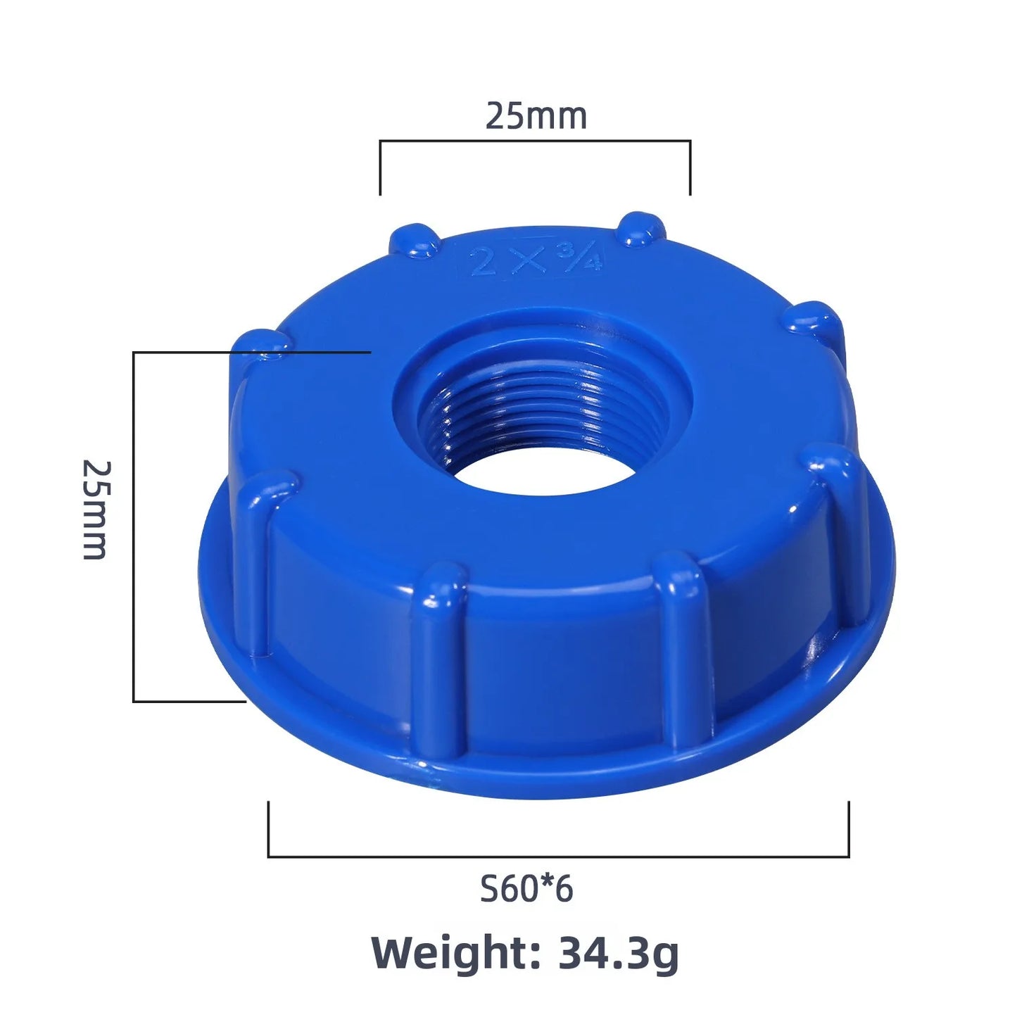 IBC Tank Adapter S60x6 Female Thread to 1/2", 3/4" or 1" Fitting