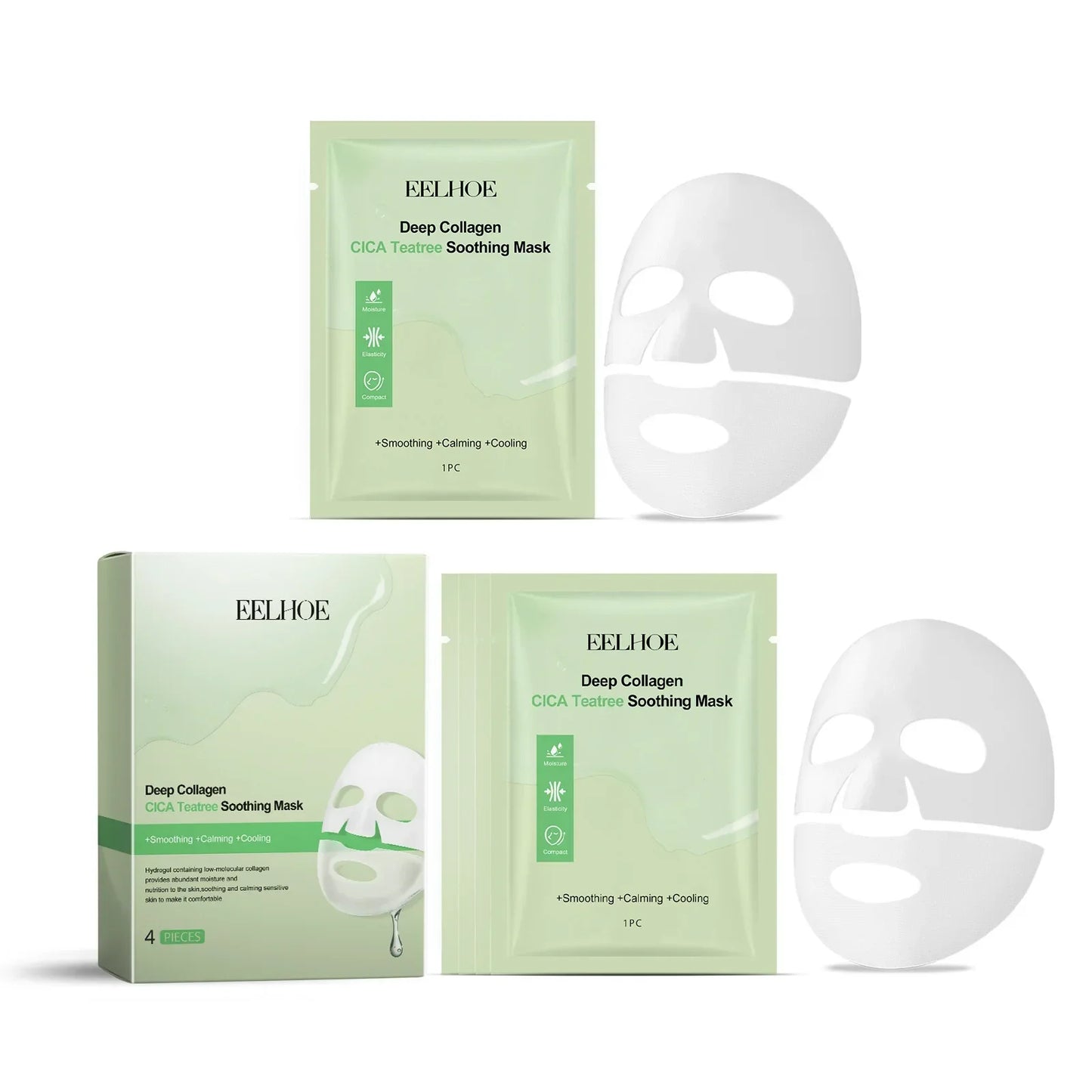EELHOE Collagen & Centella Asiatica Face Hydration Mask Peaceful Pleasures Health and Wellness 5 pcs