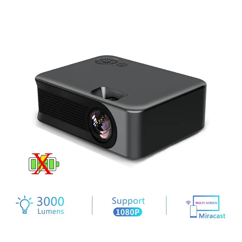 Portable Projector A30 Support 4K HDMI 1080P Mini Projectors Smart TV WIFI Home Theater Cinema Sync Android Phone Beamer LED Peaceful Pleasures Health and Wellness A30 Black