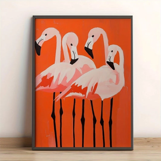 Bohemian Orange & Pink Birds Canvas Wall Art | Home Decor Canvas Wall Art Peaceful Pleasures Health and Wellness G5398 30x40cm Metal Framed
