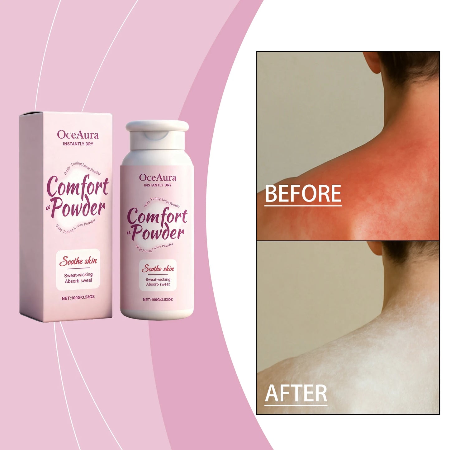 OceAura Talc-Free Body Powder | Sweat & Chafing Defense 100g