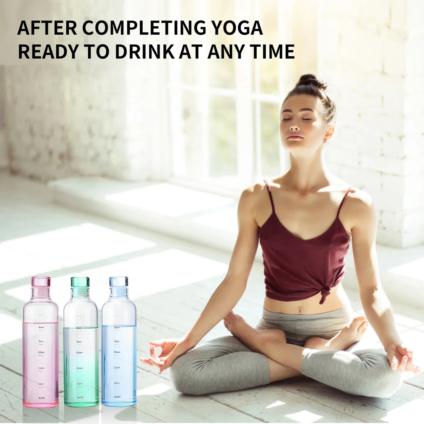 BPA-Free Transparent Water Bottle with Time Scale Markings