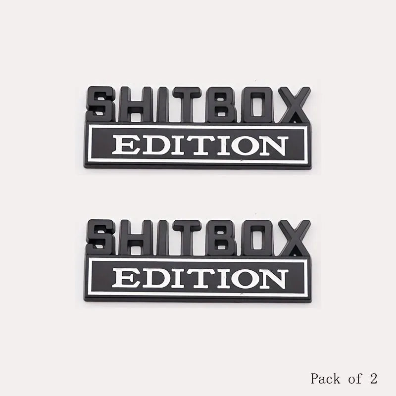 SHITBOX zinc alloy car stickers, car tailgate, car modification car stickers, personalized fashion, specifications are diverse Peaceful Pleasures Health and Wellness 2 Black and White
