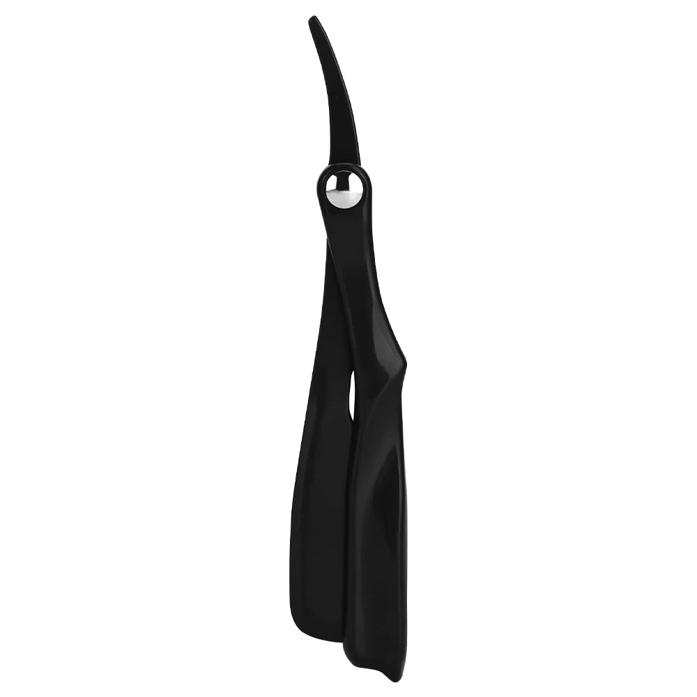 Gradient Gold Handle Magnetic Suction Straight Edge Razor, Portable Foldable Replaceable Blade Shaving Knife For Salon & Travel Peaceful Pleasures Health and Wellness black