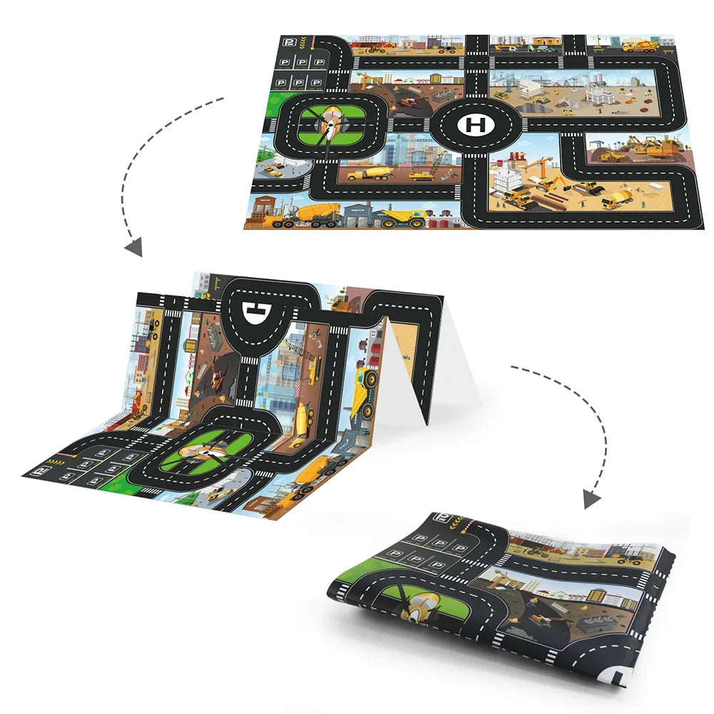 Large City Road Map DIY Scene Signs Car Parking Lot Game Children
