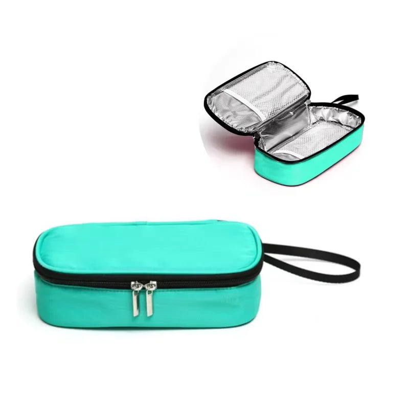 Portable First Aid Kit Insulin Cooling Bag Diabetic Pocket Pill Protector Waterproof Thermal Insulated medical Cooler No Gel Peaceful Pleasures Health and Wellness Green 1pc