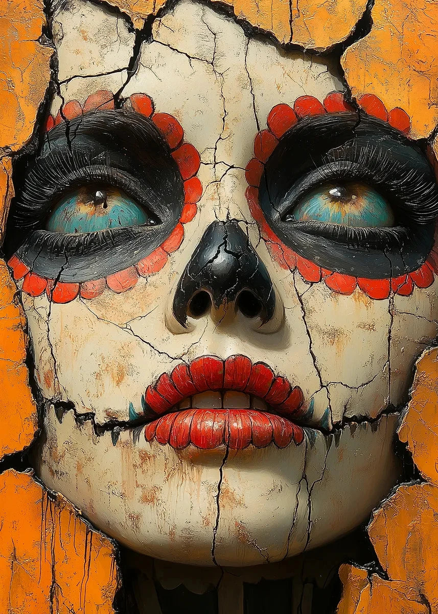 Day of the Dead Skull Girl Canvas Wall Art | Los Muertos Print