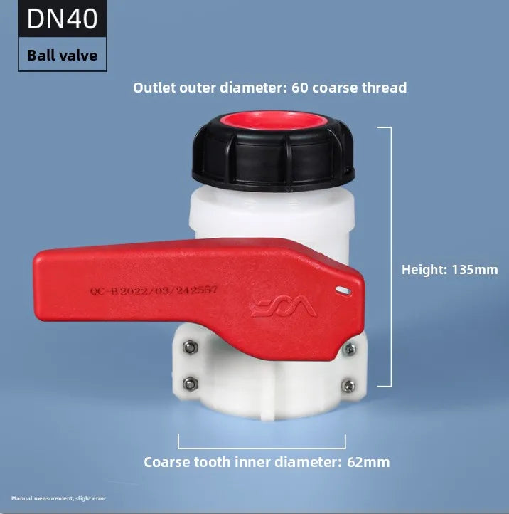 DN40/DN50 IBC Tank Butterfly Valve Adapter – 1000L Plastic
