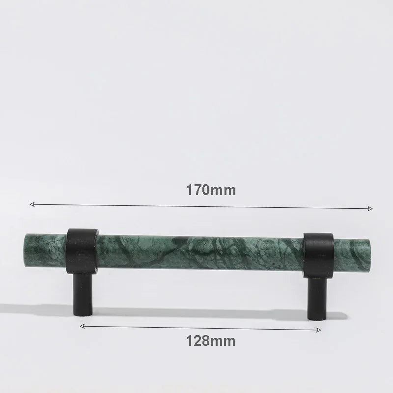 Green Marble & Black Brass Cabinet Drawer Pull Handle Knob