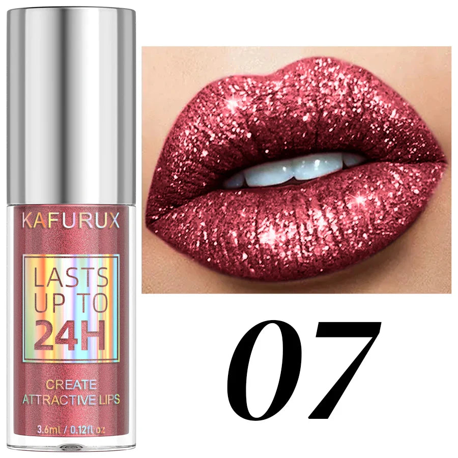 KAFURUX 20-Shade Glitter Liquid Lipstick & Diamond Lip Gloss