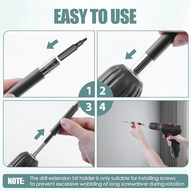 A36T-Drill Bit Holder 3.1/4.7In- Carbon Fiber Extension Set Of 5 Pcs, Magnetic 1/4In Hex Bits Included Peaceful Pleasures Health and Wellness