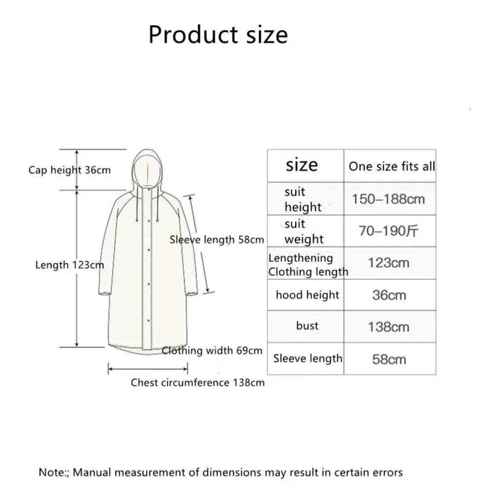 Adult Raincoat Hooded One-piece Long Raincoat Reusable Poncho Outdoor Rainwear For Women And Men Transparent Waterproof Poncho Peaceful Pleasures Health and Wellness