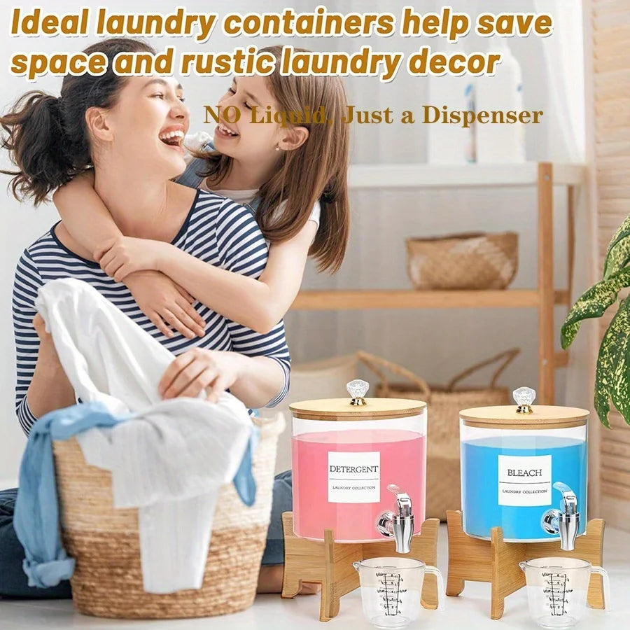Laundry Detergent Dispenser with Stand – 1 or 2 Pack Faucet-Style Soap Container Organizer
