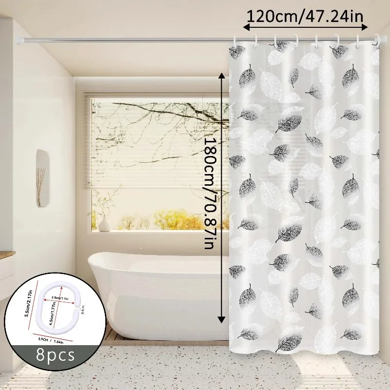 Black & White Leaf Nordic Minimalist PEVA Shower Curtain