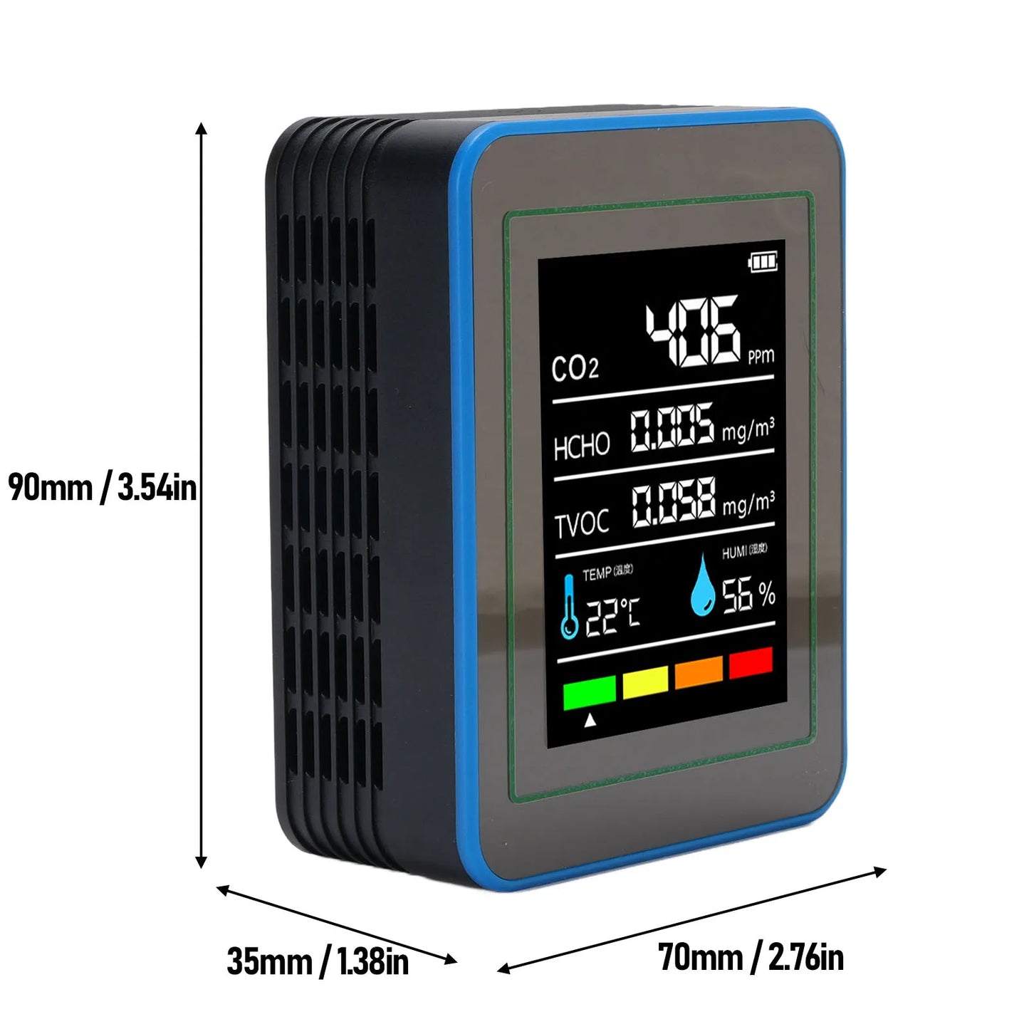 Air Quality Detector 5 in 1 LCD Color Screen Long Battery Life CO2 TVOC HCHO Meter Fast Data Refresh Rechargeable for Office Peaceful Pleasures Health and Wellness