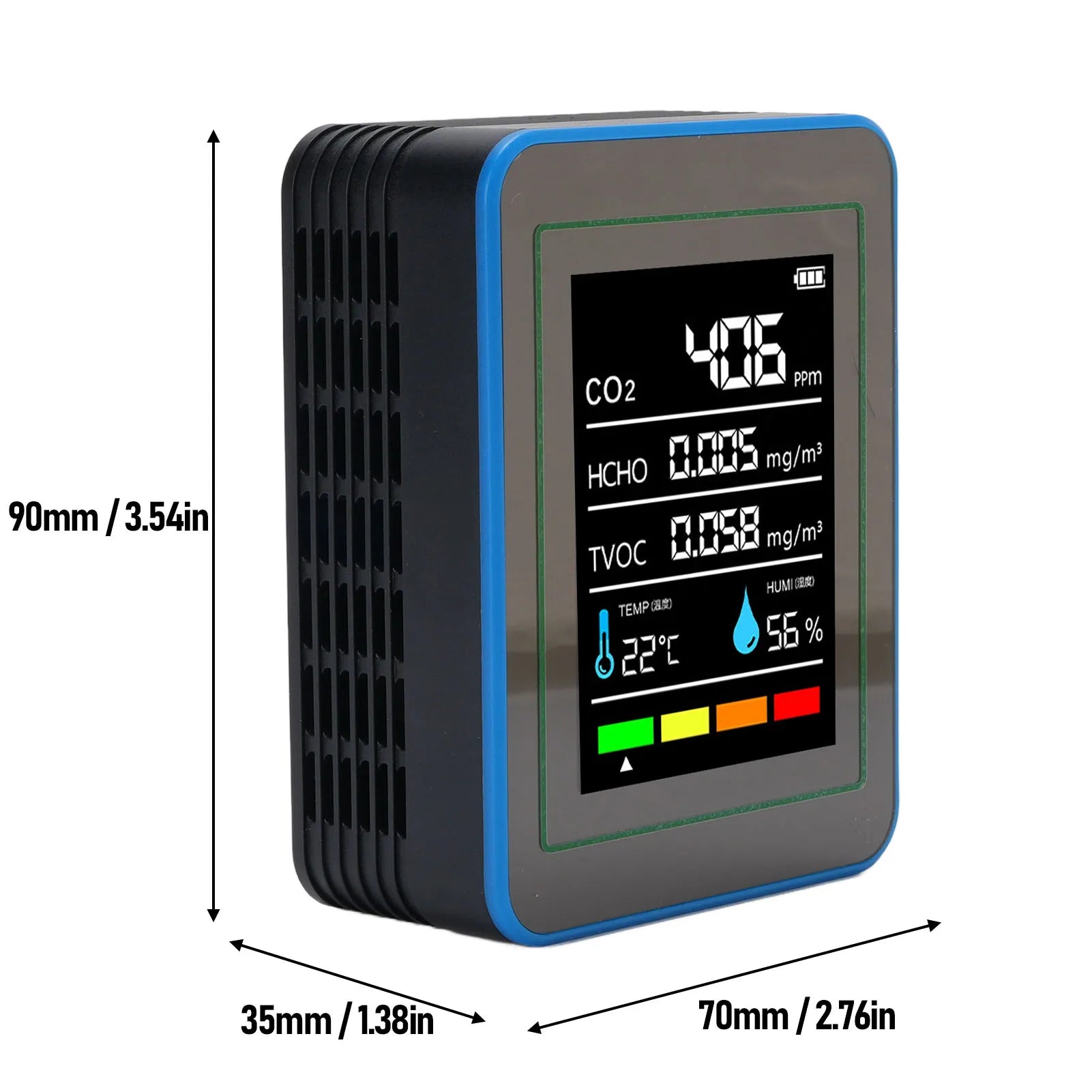 Air Quality Detector 5 in 1 LCD Color Screen Long Battery Life CO2 TVOC HCHO Meter Fast Data Refresh Rechargeable for Office Peaceful Pleasures Health and Wellness