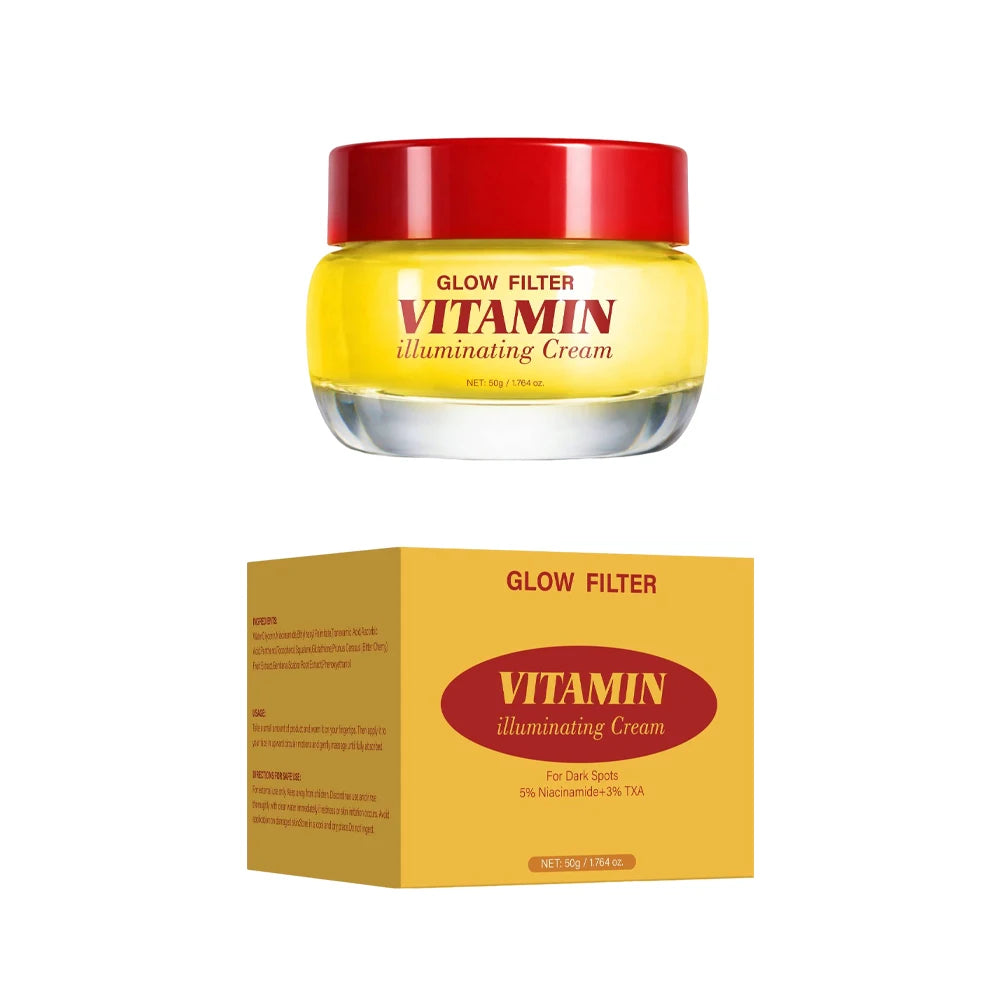 GLOW FILTER VITAMIN illuminating Cream Vitamin C & 5% Niacinamide Dark spots Cream for Women, Glowy, Lightweight Hydration,50ml Peaceful Pleasures Health and Wellness 1PC 50ml