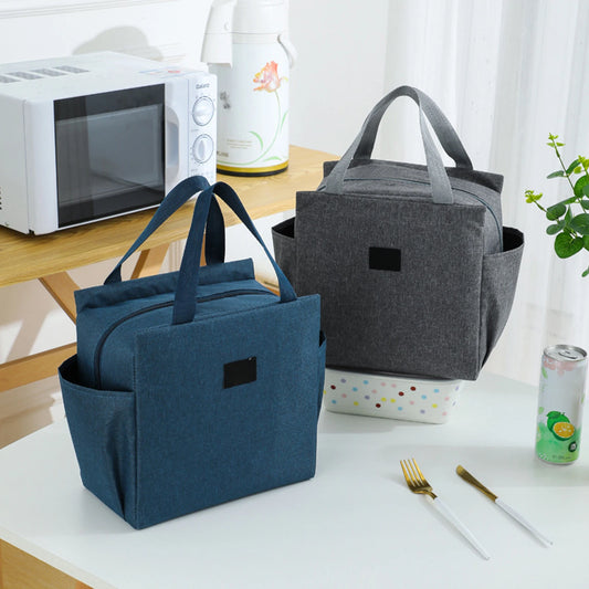 Portable Portable Insulated Bento Bag Large Capacity Lunch Bag with 2 Side Pockets for Office School Daily Use Peaceful Pleasures Health and Wellness