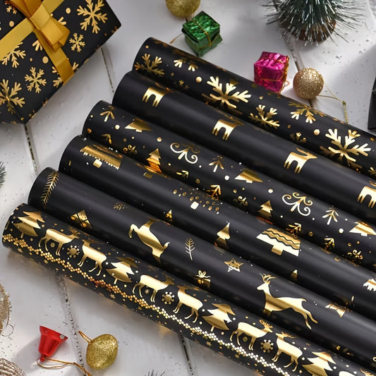 Christmas Foil Wrapping Paper Gold & Black 50x70cm Foil Wrapping Paper Peaceful Pleasures Health and Wellness 3 Random Pictures 50x70cm