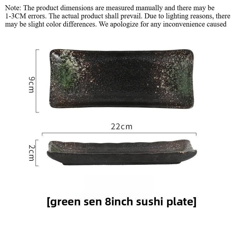 Creative 8-inch Rectangular Ceramic Sushi Plate Ideal for Japanese Cuisine and Dessert Display in Special Restaurants and Homes Peaceful Pleasures Health and Wellness 1pc B 8 inches