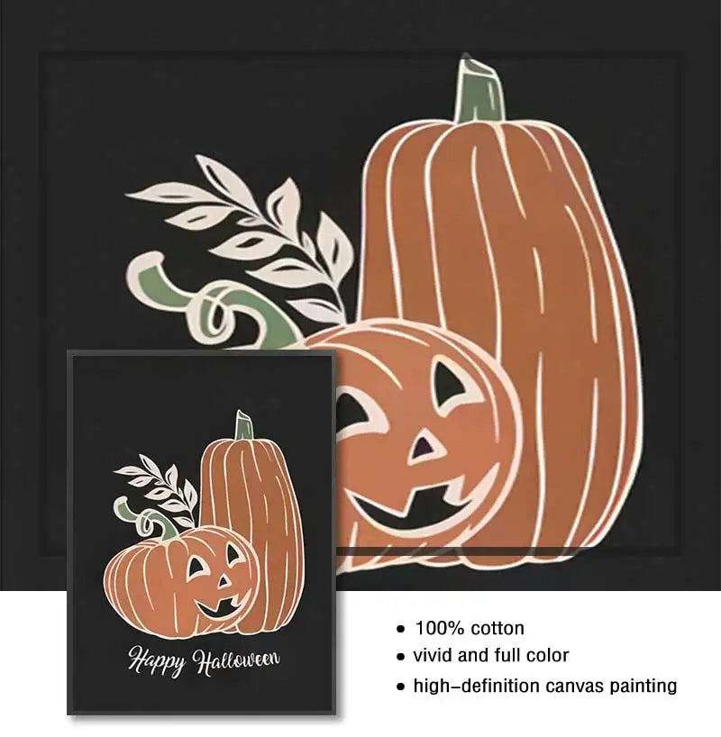 Ghost Cats Jack-o-Lanterns Halloween Canvas Wall Art Print