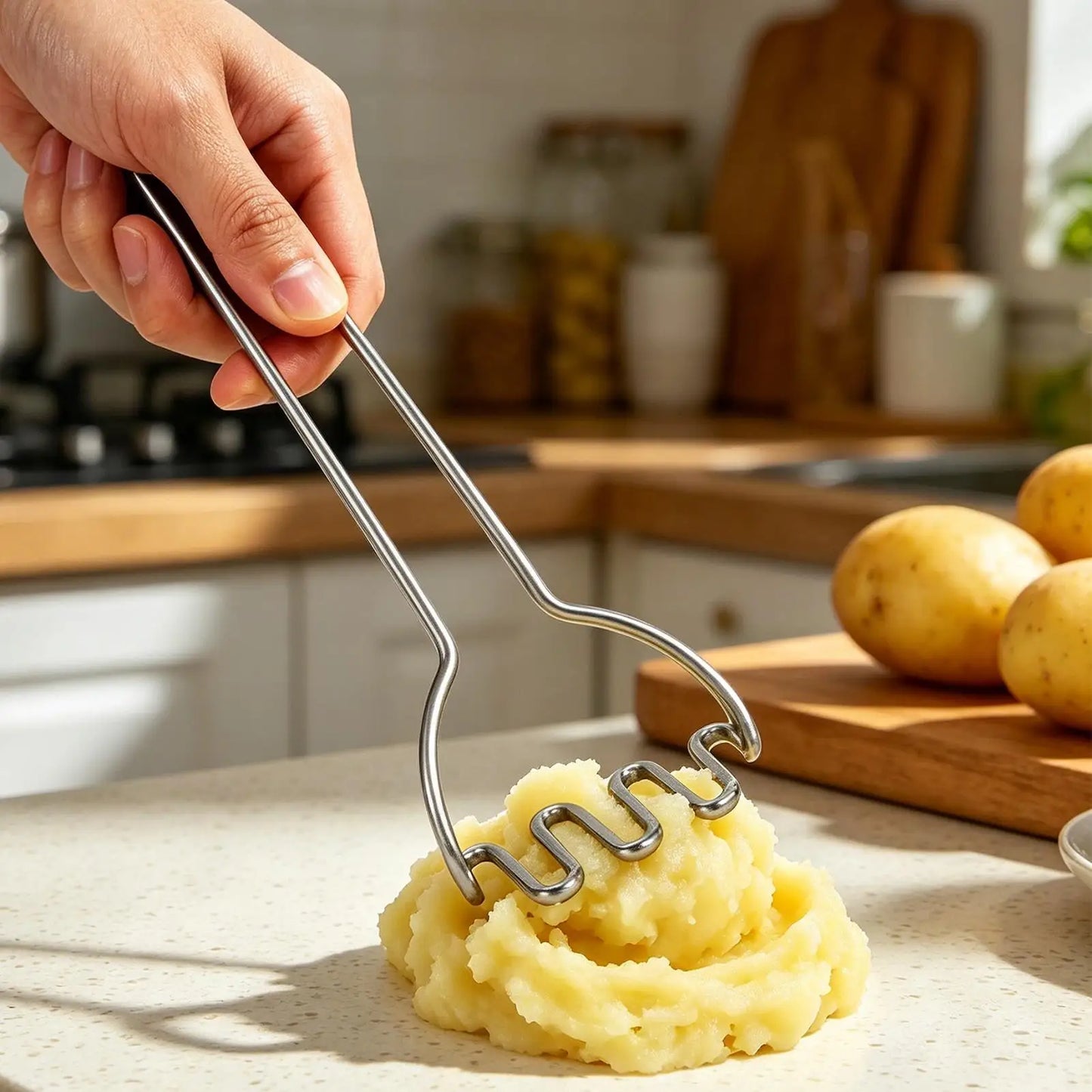 Stainless Steel Potato Masher | Non-Slip, Dishwasher Safe