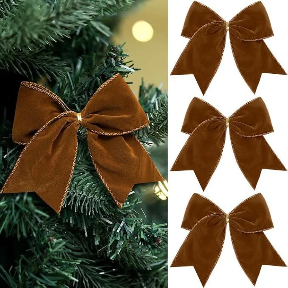 4-Pack Velvet Christmas Tree Bows – DIY Wreath Ribbon Décor
