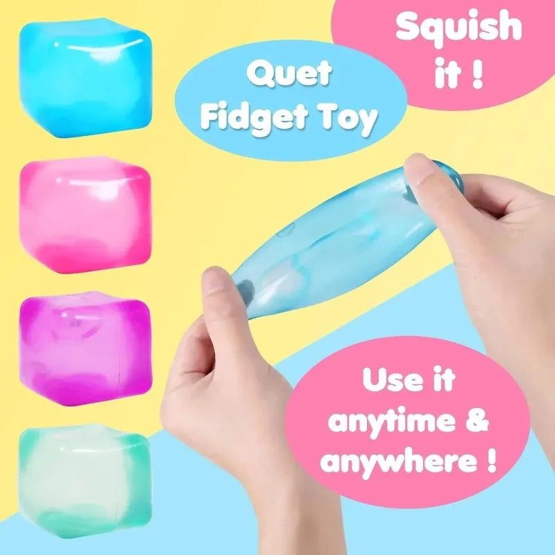 Slow Rising Gel Ice Cube Squishy Fidget Toy – Stress Relief