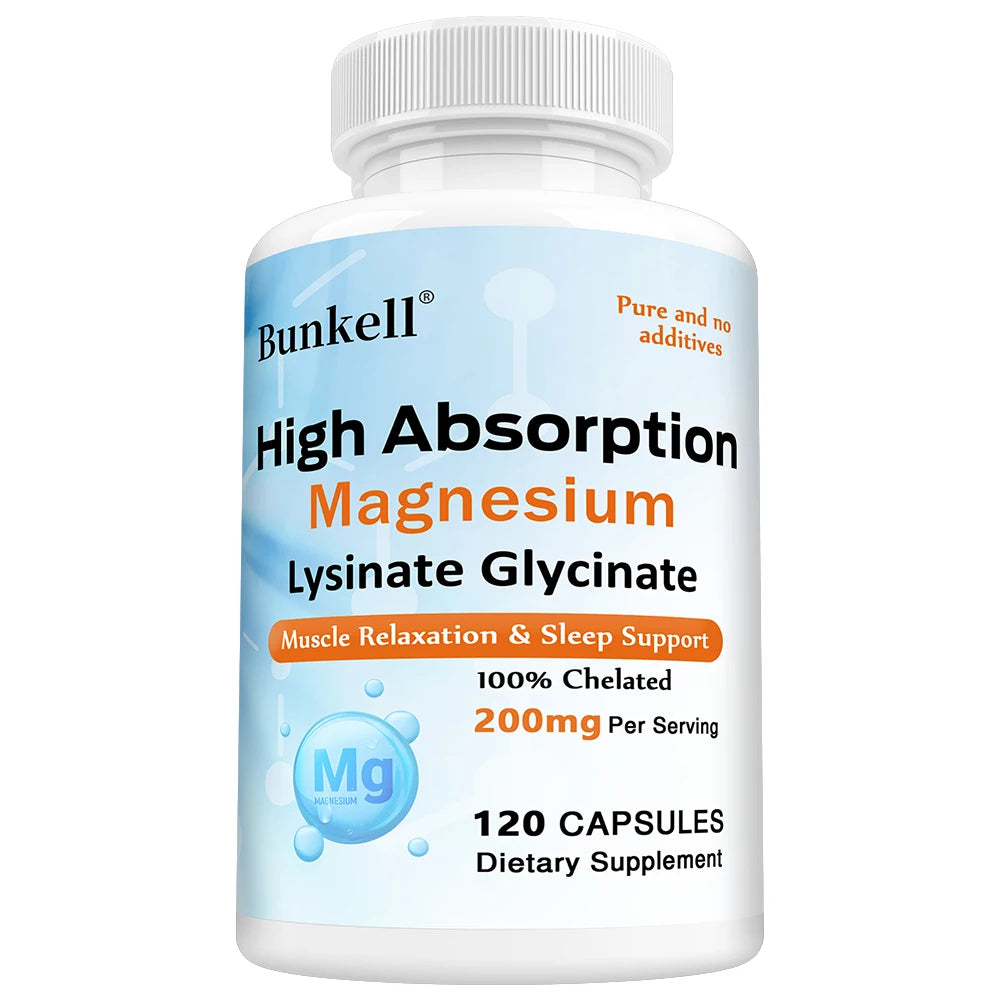 Magnesium Lysine Glycinate Capsules for Relaxation Peaceful Pleasures Health and Wellness 120 count-1bottle
