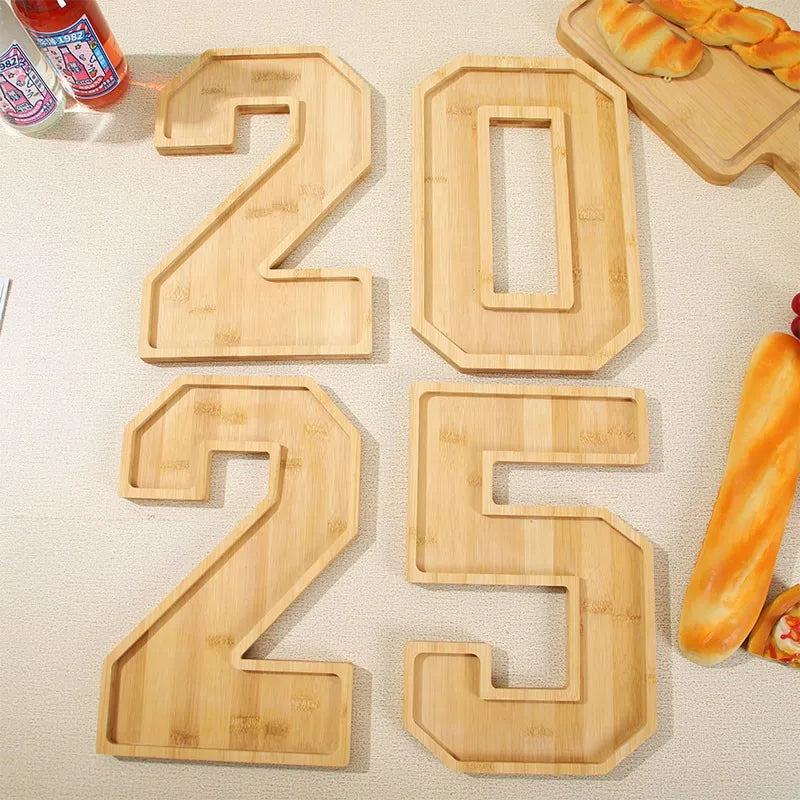 Wooden Digital Tray Home Party Birthday Decoration Dessert Plate