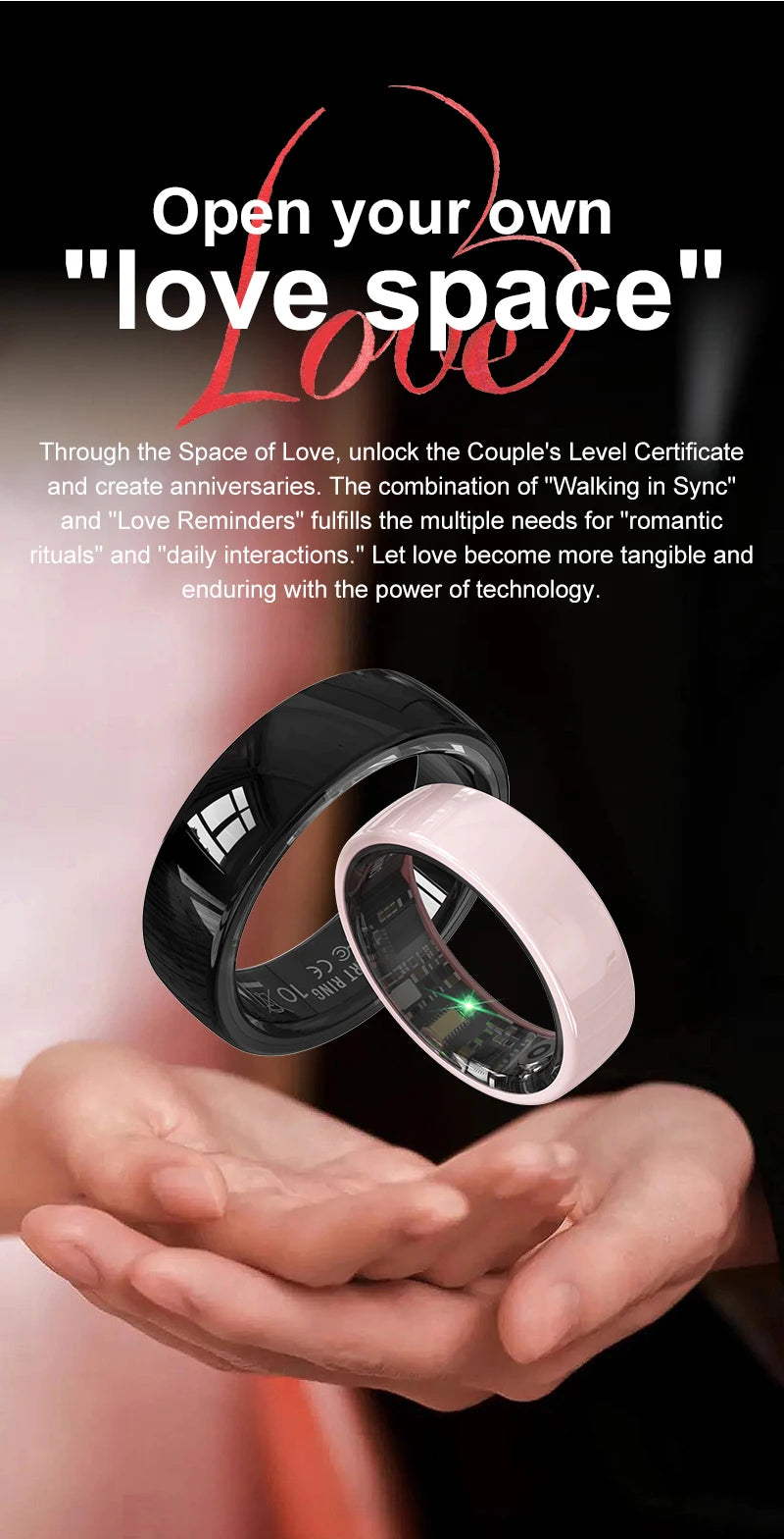 R12 Smart Ring with Charging Case Women Men Gesture Control Heart Rate Sleep Monitor SmartRing 5ATM Waterproof For Android IOS Peaceful Pleasures Health and Wellness