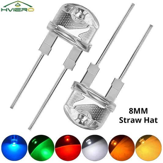 50Pcs 8mm Straw Hat LED Diode Beads – 6 Colors | DIY Lighting LED Diode Beads Oasis Select