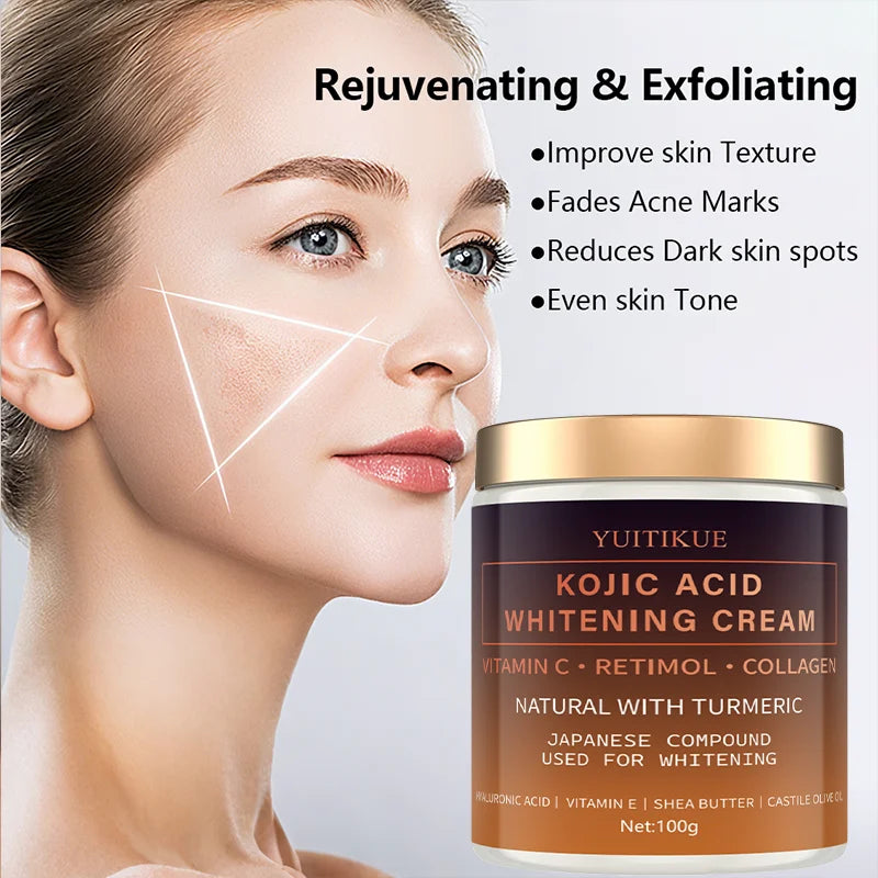 Kojic Acid Whitening Cream 100g | Vitamin C & Turmeric Brightener Skin Brightening Cream Peaceful Pleasures Health and Wellness