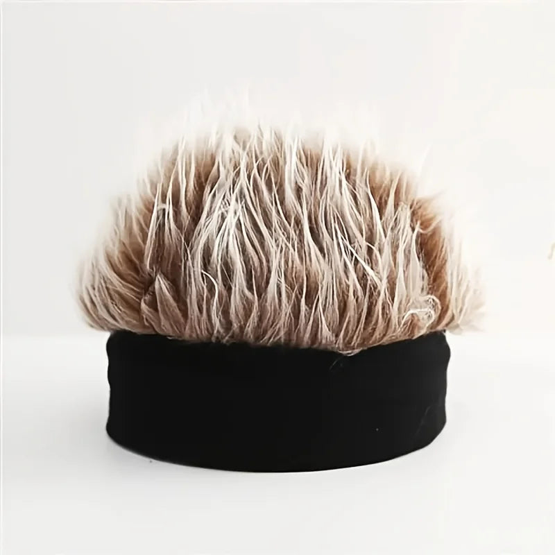 Novelty man's hairpiece hat, unique man's hairpiece knitted hat, hip-hop fashion snap-back hat, man's party cosplay accessory Peaceful Pleasures Health and Wellness Brown One Size