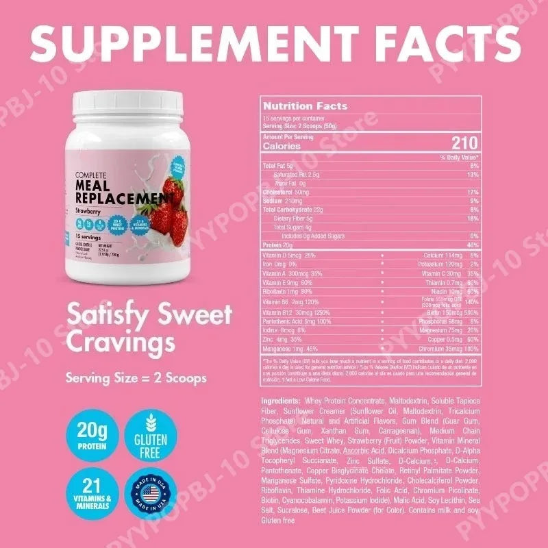 Strawberry Meal Replacement Shake | 20g Protein, 21 Vitamins