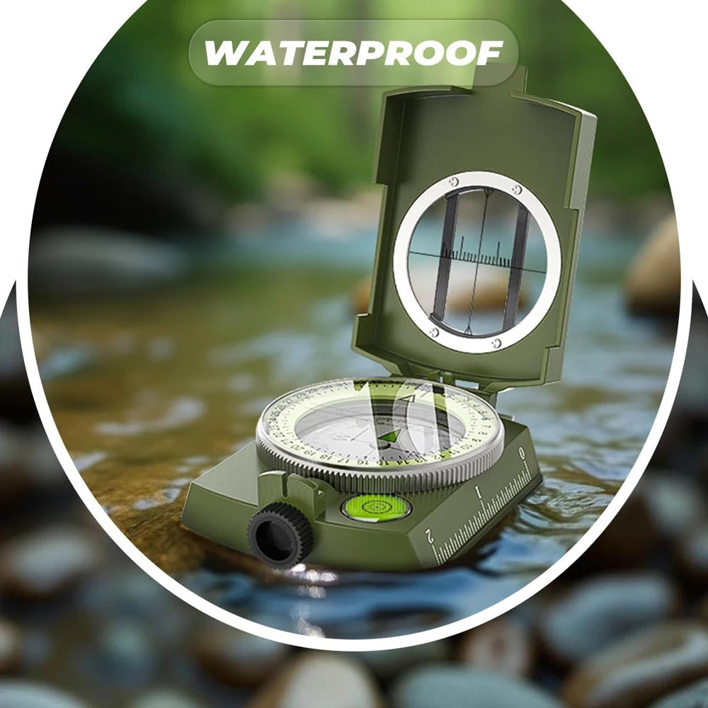 Tactical Waterproof Compass High Precision Professional Metal Sight Clinometer Compass Luminous for Outdoor Survival Essential ﻿ Peaceful Pleasures Health and Wellness