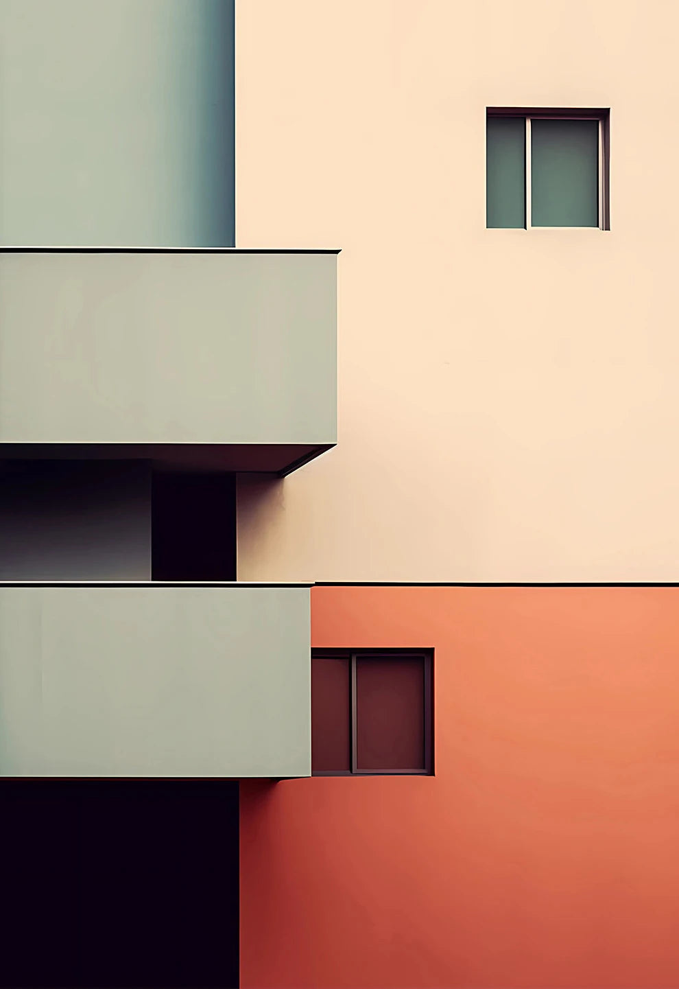 Fallingwater Bauhaus Architecture Abstract Canvas Wall Art Print
