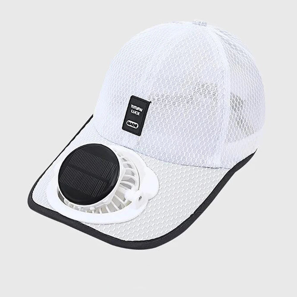 1PCS Adults Mesh Baseball Cap Fishing Beach Hats with Solar Fan, Summer UV Protection Sun Hat, Solar Powered/USB Charging Sunhat Peaceful Pleasures Health and Wellness White-1PCS