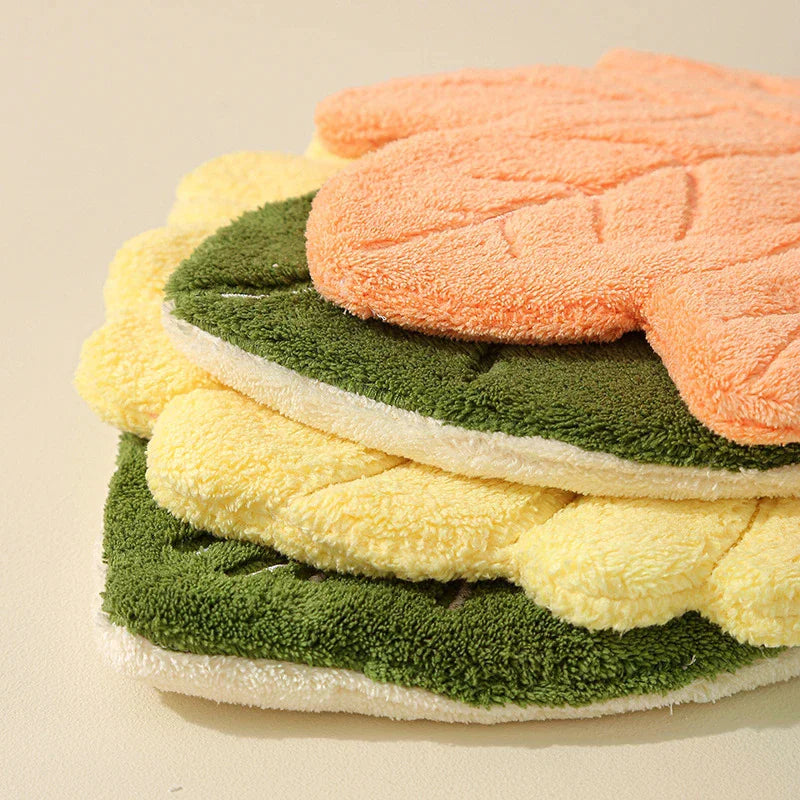 Leaf-Shape Double-Layer Hand Towel | Fast-Dry Coral Fleece