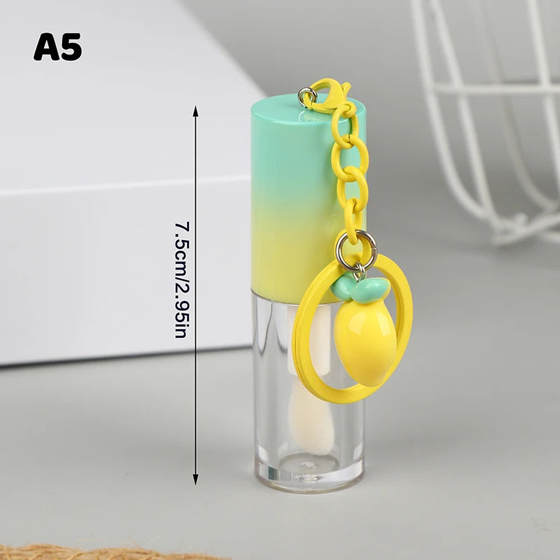 Lip Glaze Bottle With Keychain Gradient Empty Lipstick Gloss Tube Refillable Liquid Container Bottle Lipgloss Sample Bottle Peaceful Pleasures Health and Wellness A5 4ml