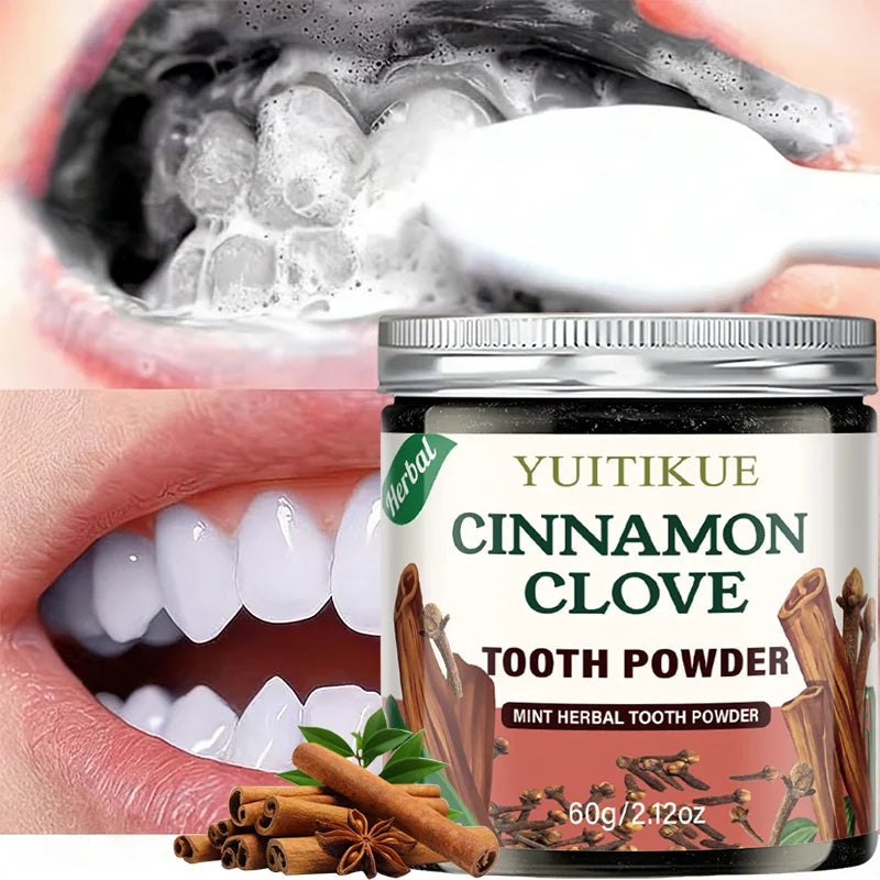 Yuitikue Cinnamon Clove Tooth Powder, 60g Natural Herbal Mint Tooth Cleanser for Oral Care, Fresh Breath & Deep Cleaning Peaceful Pleasures Health and Wellness