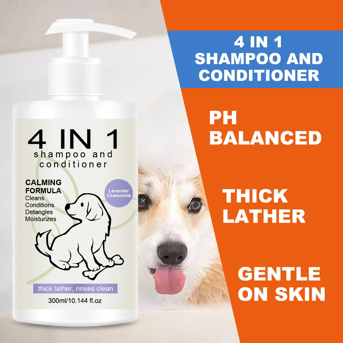 4 in 1 Pet shampoo and conditioner Special shampoo for dogs and cats Keep pets clean and fragrant to prevent hair loss Peaceful Pleasures Health and Wellness