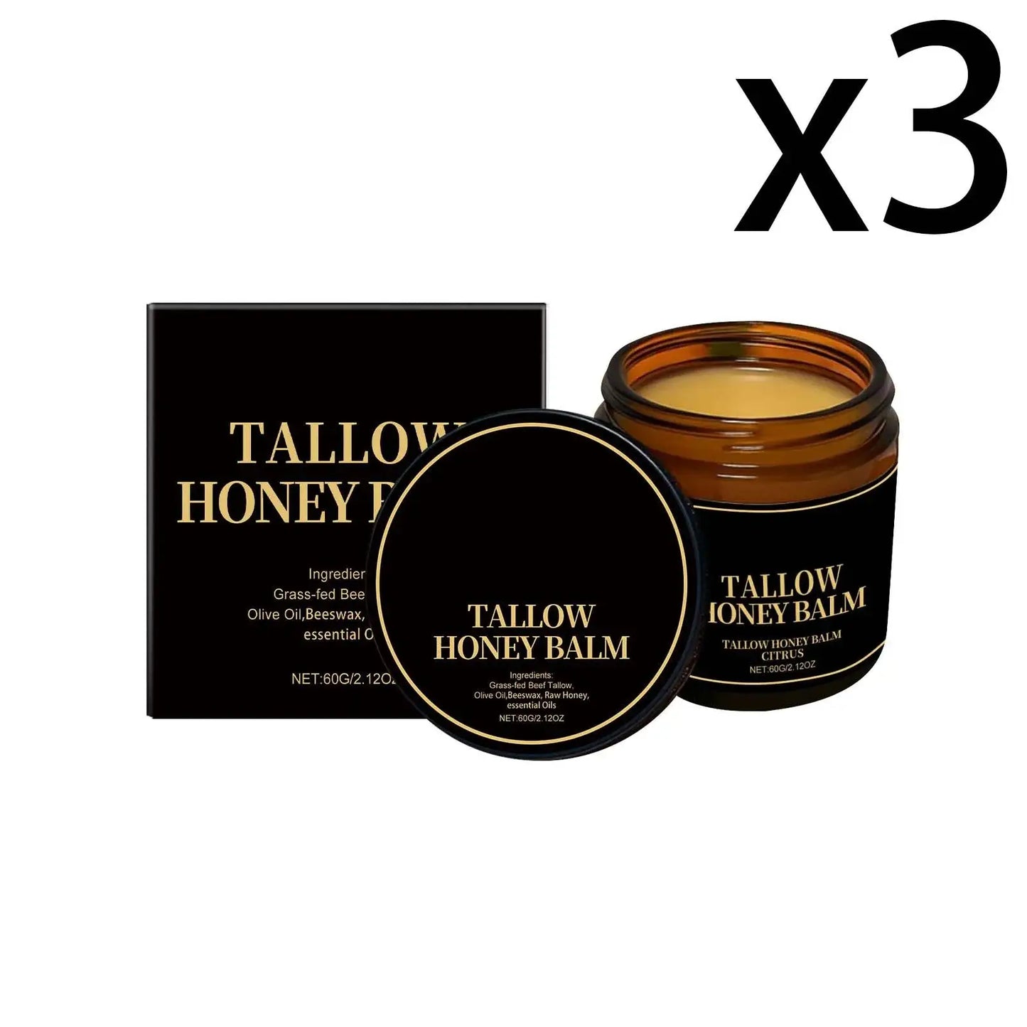 Tallow Nourishing Skin Care Cream for Enhanced Hydration Peaceful Pleasures Health and Wellness 3X60g 60g