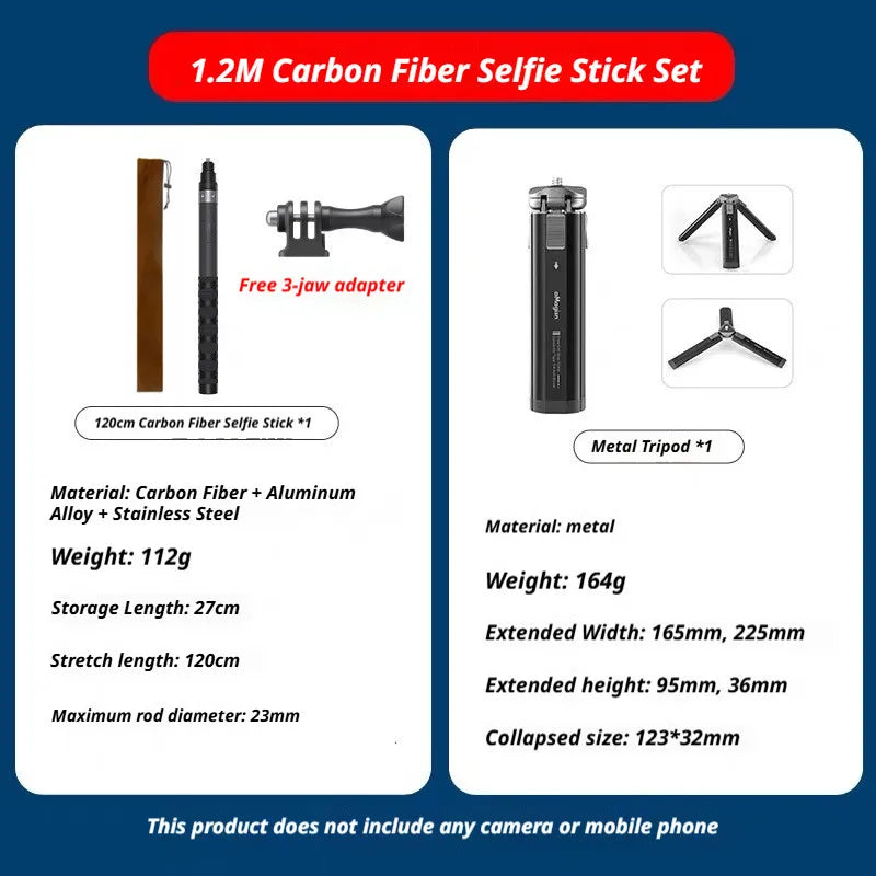 Insta360 Invisible Selfie Stick & Tripod – 1.2m Carbon Fiber