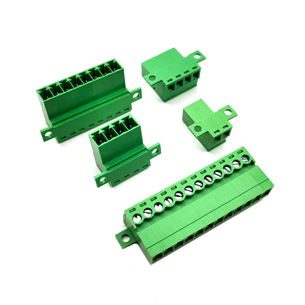 10PCS Pitch 3.81mm Aerial Butt Type Screw Terminal Block Connector With Installation Fixing Holes 2P-12P for 28-16AWG Peaceful Pleasures Health and Wellness